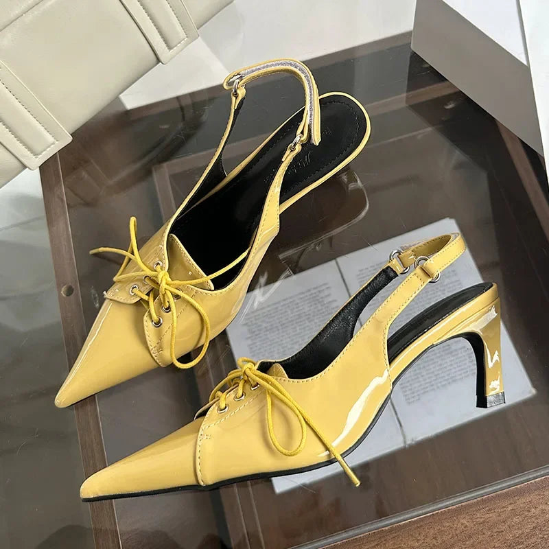 Lbsfy Lace-up Pointed Toe Pumps Women Fashion Luxury High Heels Ladies Footwear 2025 Elegant Sandals for Women Zapatos De Mujer