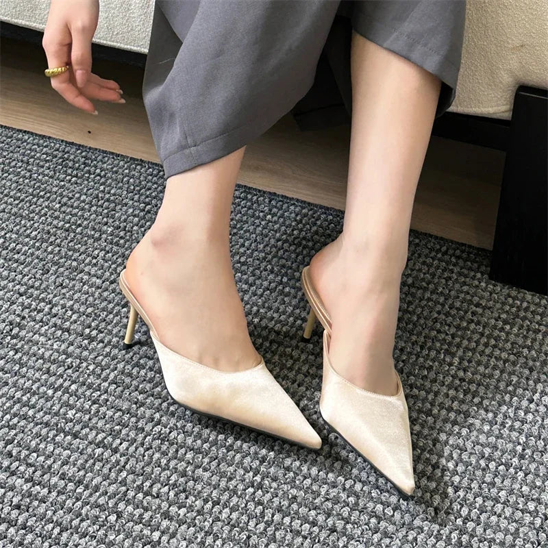 LBSFY -Fashion Concise Pointed Toe Women Slippers Thin Low Heels Casual Party Pumps Summer Slide Mules Shoes