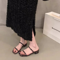 LBSFY -New Fashion Summer Female Slippers Sexy Ladies High Heels Square Open Toe Shoes Women Low Heel Sandals for Women