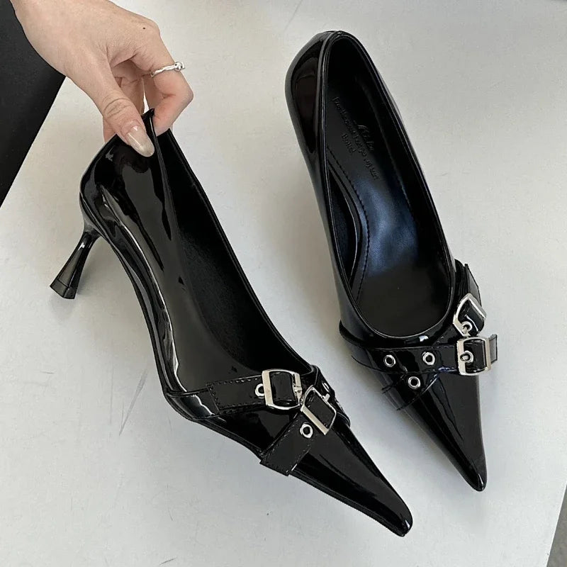 Lbsfy Belt Buckle Design High Heels Women Brand Women Shoes Shallow Classics Elegant Dress Shoes Fashion Pointed Toe Pumps Women