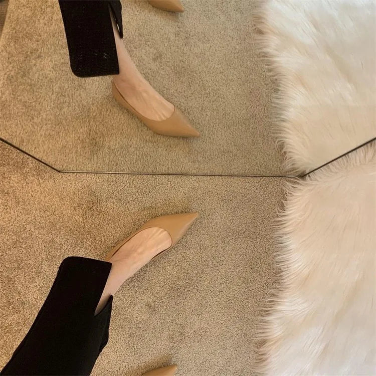 LBSFY -Women Low Heel Pumps Spring Autumn Pointed Shallow Mouth Soft Sole Single Shoe Ladies Work Shoes Female Solid Casual Heels Women