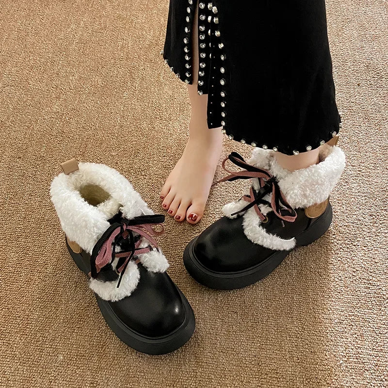 LBSFY  -  Designer Fashion Casual Velvet Ankle Boots for Women Winter Soft-soled Women's Cotton Shoes Fashion Platform Snow Boots Female