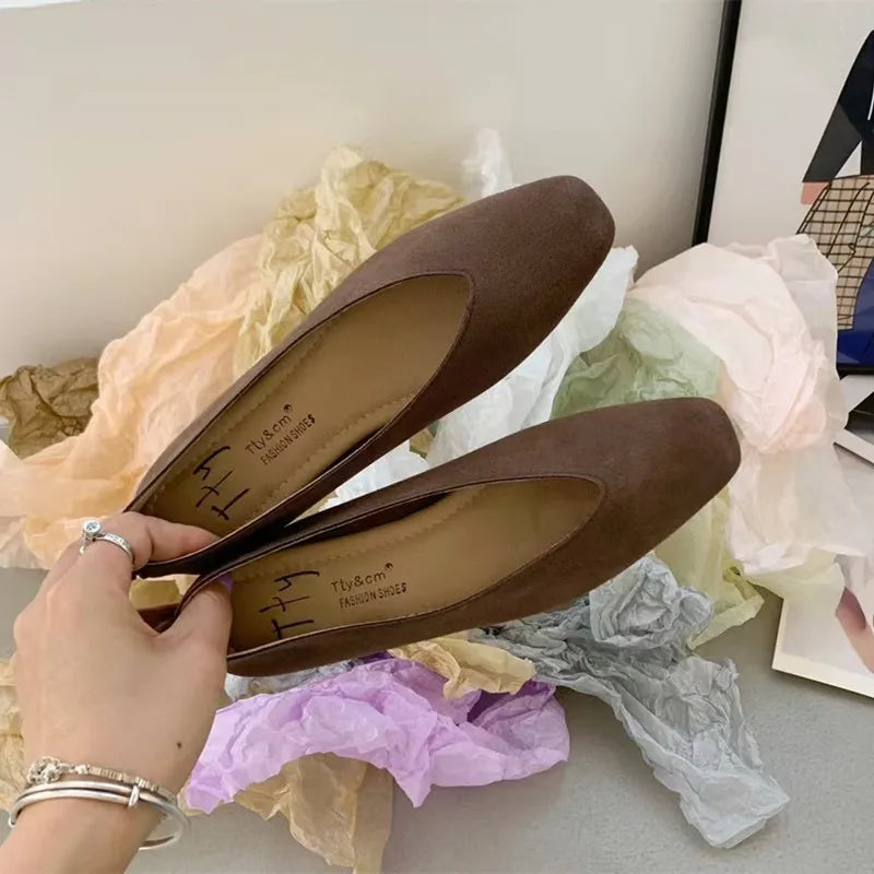 LBSFY  -Women's Flats Round Toe Vintage Soft Loafers Comfortable Leather Slip On Ballet Shoes Female Dress Shoes Mujer
