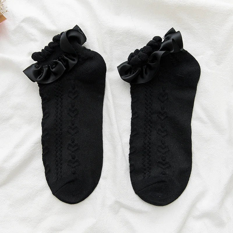 Lbsfy Socks Women Female Cute Kawaii Japanese Spring Summer Cute Kawaii Sweet Style Lolita Thin White black Lace Sock Girls Gift Sox