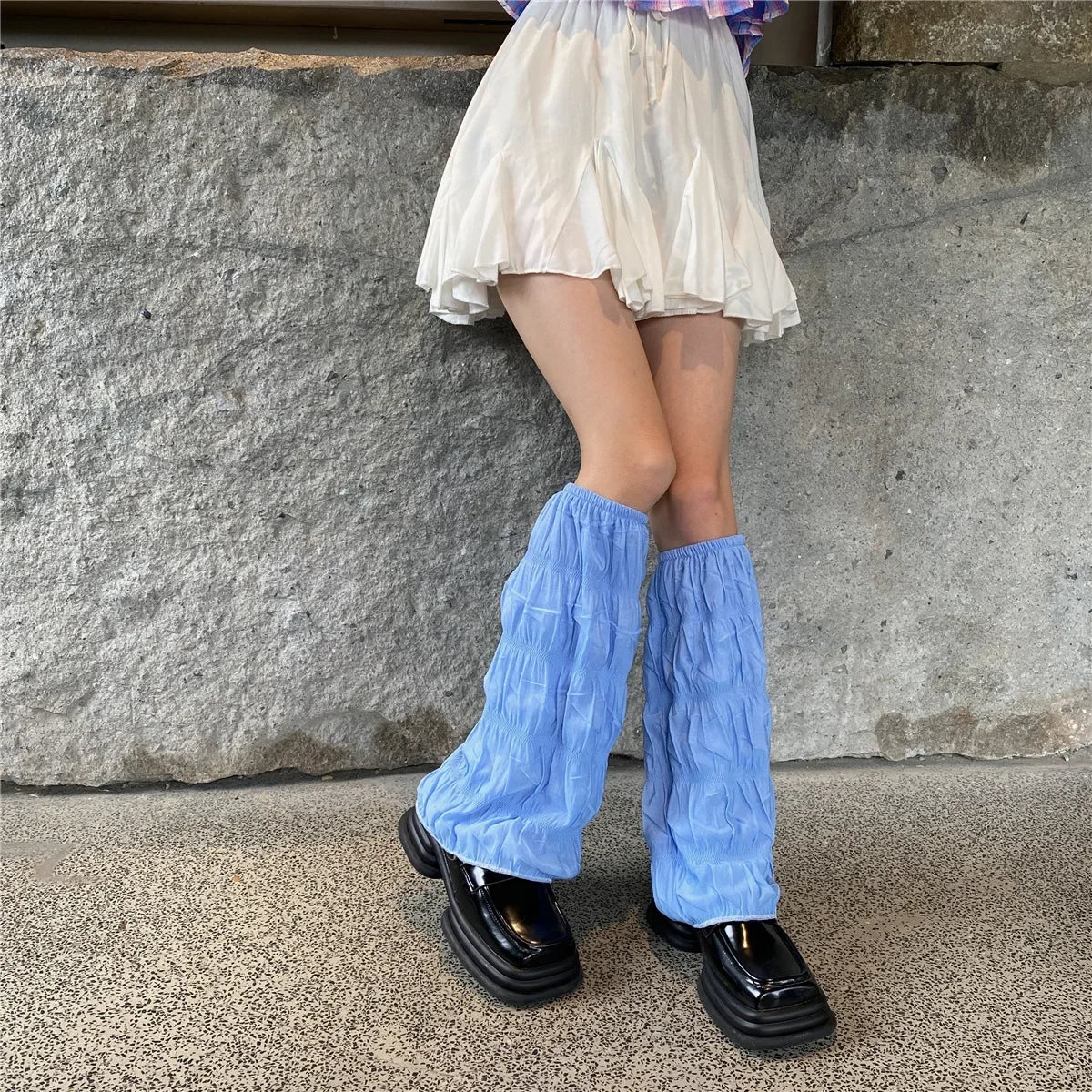 Lbsfy Summer Pleated Leg Warmers Japanese Y2K Socks Wide-leg Harajuku Socks Hot Girl Sleeves Tube Lolita Jk Calf Socks Leg Covers