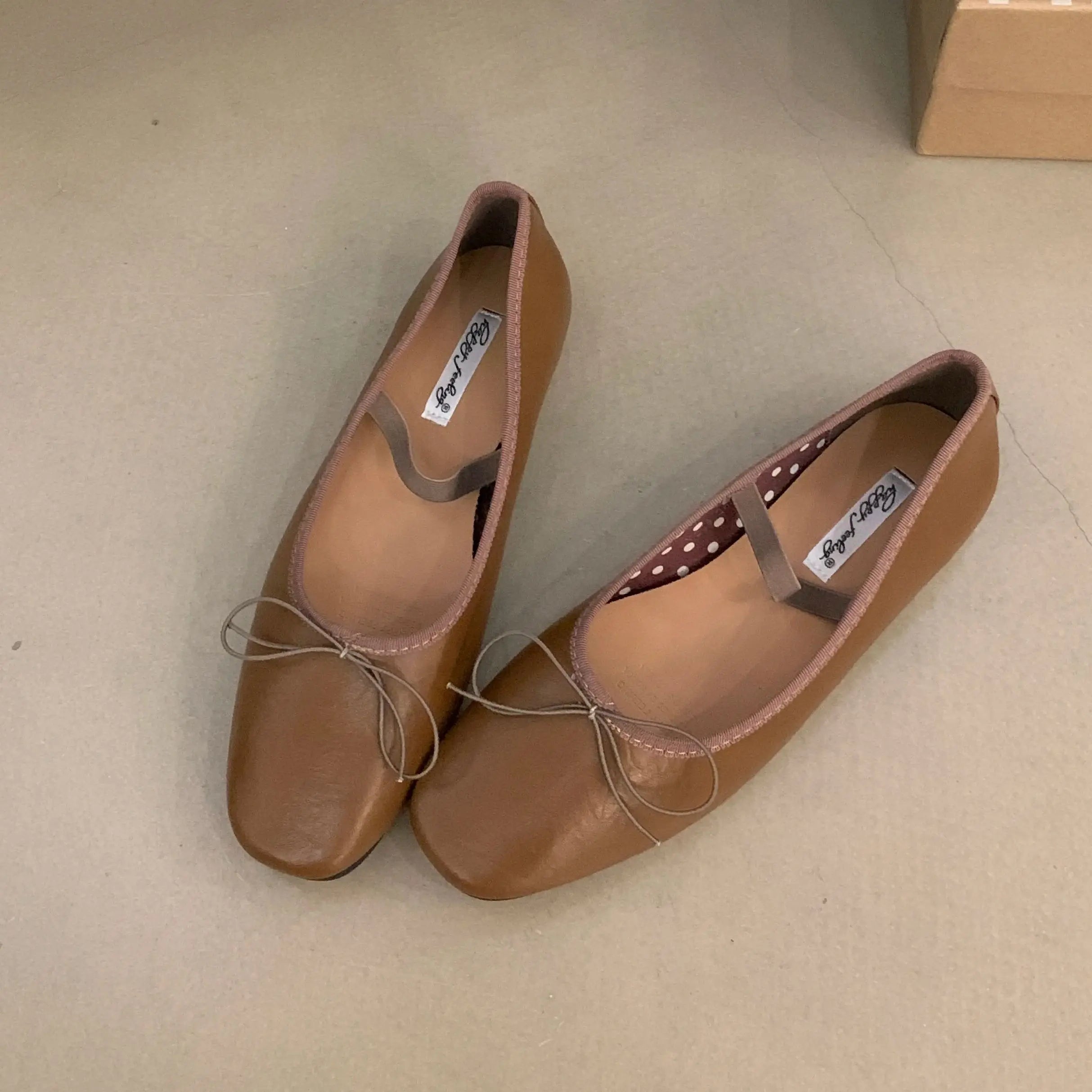 LBSFY -Women Flat Ballet Shoes Female New Bow Band Retro Shallow Mouth Women's Shoes Soft Ballet Shoes Size 39-40 Mujer
