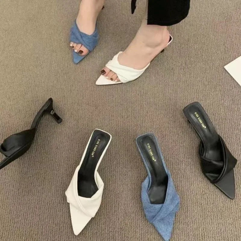 LBSFY -Summer Fashion Simple Ladies Slippers Dew Feet High Heels Solid Color Comfortable Casual SlippersFashion Slippers