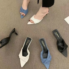 LBSFY -Summer Fashion Simple Ladies Slippers Dew Feet High Heels Solid Color Comfortable Casual SlippersFashion Slippers