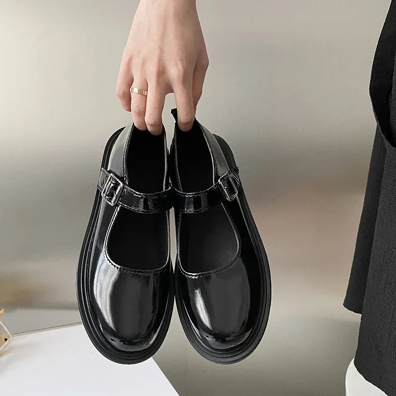 LBSFY -Women Black Lolita Shoes Casual Platform Mary Janes Heels Women Vintage Pumps for Women College Student Low Heel Women's Shoes