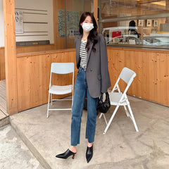 LBSFY  -  Fashion Sandals New High Quality Real Leather Simple Pointed Open Heel Beaded High Heel Muller Shoes Slippers Outside