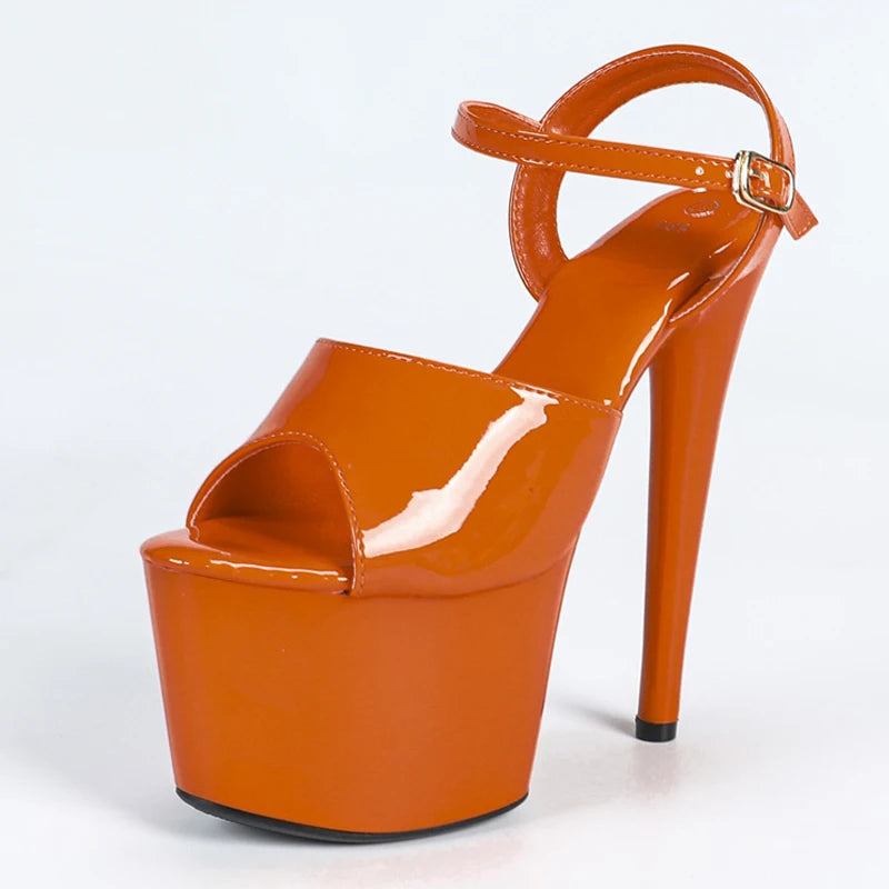 LBSFY  -Catwalk Women Sexy 17CM Fetish Sandals Platform Peep Toe Stripper Pole Dance Extreme High Heels Wedding Banquet Shoe