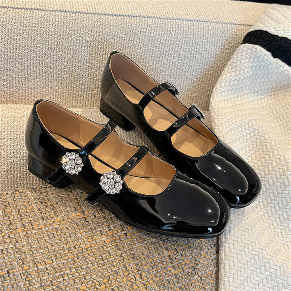 LBSFY  -  Women's High Heels Pumps Patent Leather New Rhinestone Party Wedding Shoes Club Pumps Woman Buckles Dress Pumps