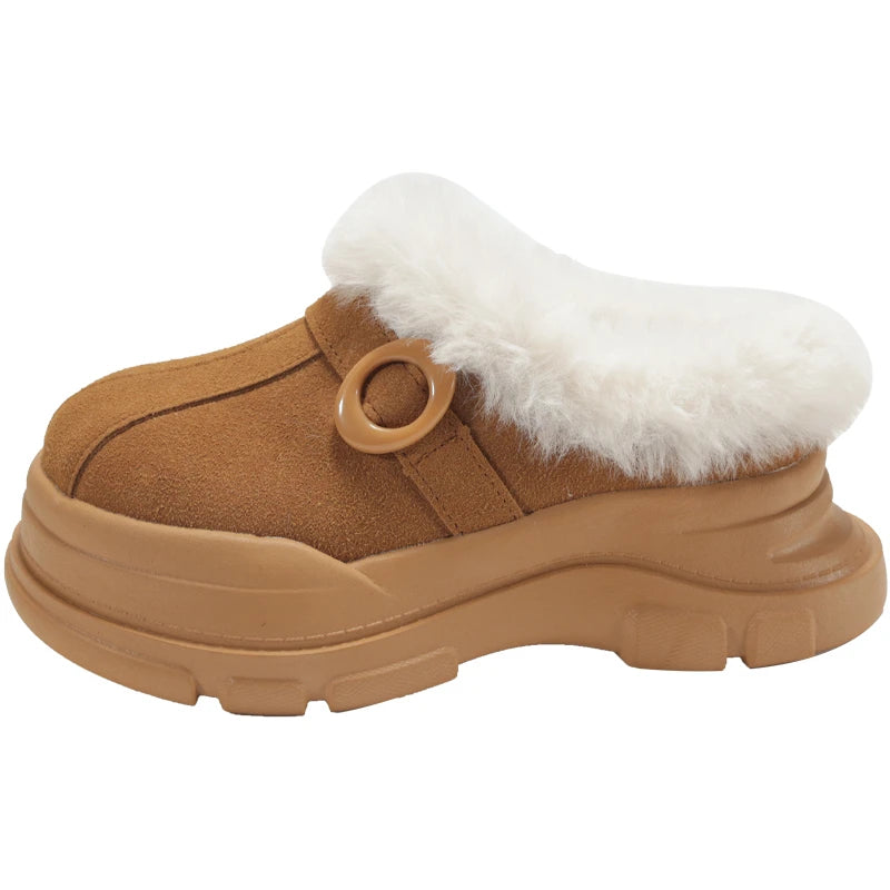LBSFY  -  Faux Fur Warm Ankle Boots for Women Winter Faux Suede Soft Chunky Platform Snow Boots Woman Shallow Thick Sole Plush Short Botas
