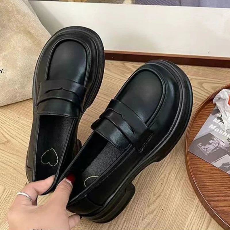 LBSFY  -  Platform Mid Heel 5cm Sweet Girls Lolita Shoes Women's Autumn British College Student Retro Jk Uniform Black Gothic Kawaii Shoes
