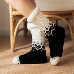 Lbsfy New Women's Winter Thickened Floor Socks Woven Thermal Cashmere Socks Love Heart Carpet Home Plus Socks Velvet Sleep Socks