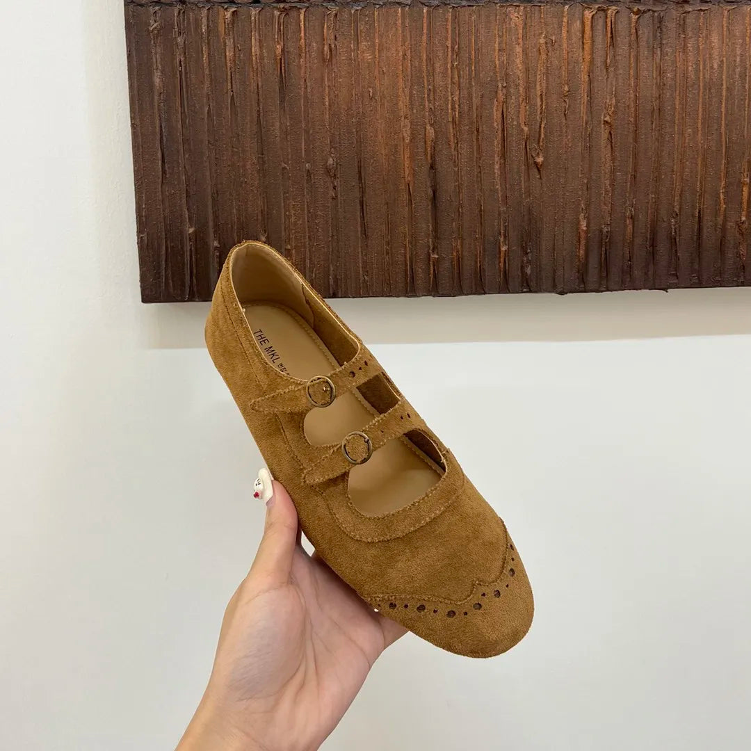 LBSFY -New Mary Janes Flats Shoes Ballet Casual Sneakers Women Sandals Loafers Trend Shallow Dress Suede Comfort Zapatos Mujer
