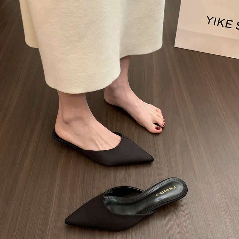 LBSFY  Summer Fashion Pointed Toe Mules Women Slippers Casual Dress Street Style Slides Ladies Slip On Shoes