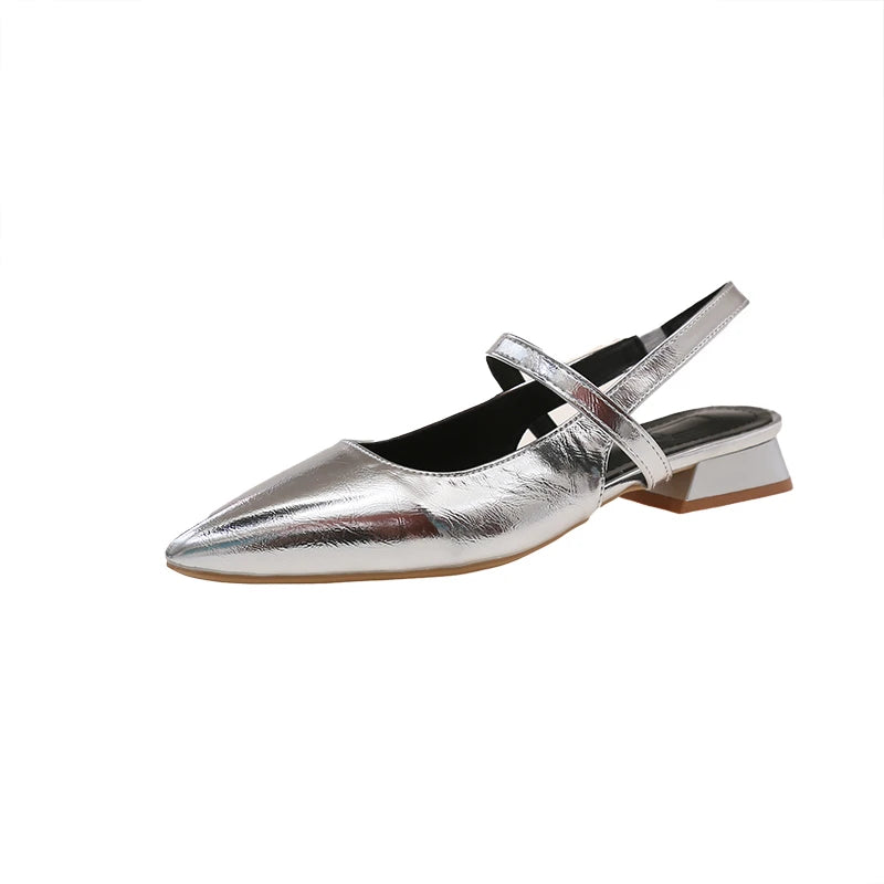 LBSFY -Luxury Summer Pointed Toe Women Sandals Fashion Singbacks Mules Shoes Ladies Elegant Low Heel Stripper Party Sandalias