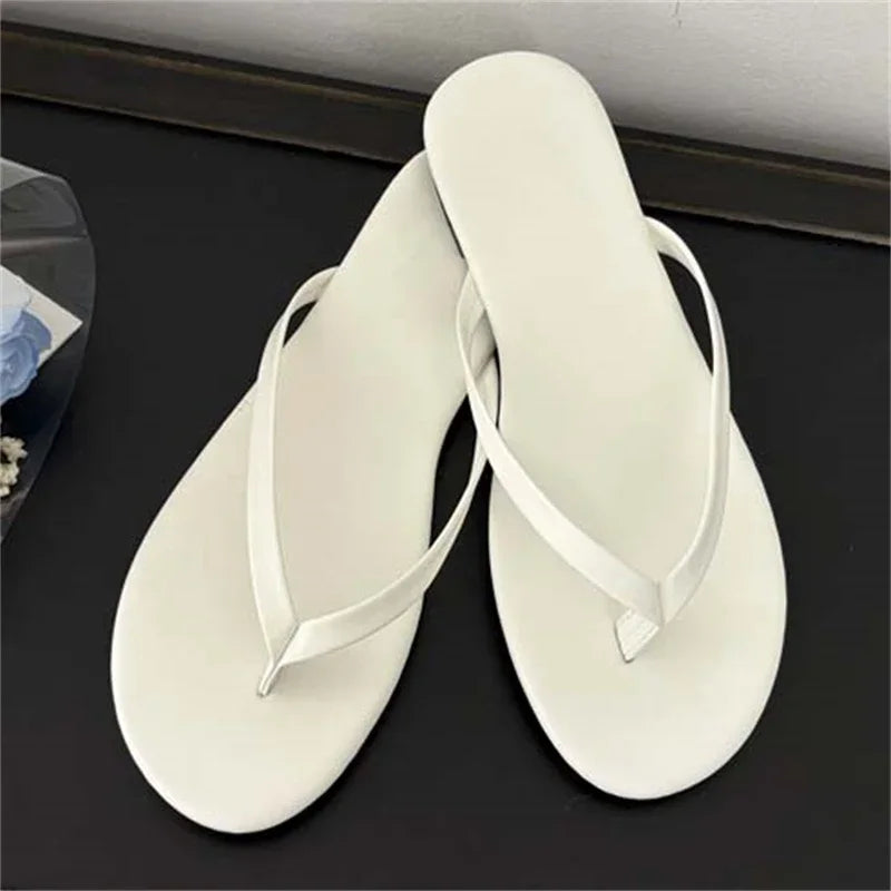 LBSFY -2025 Summer Clip Toe Flat Heels Slippers Women Casual Beach Shoes Concise Candy Color Flip Flops Zapatos De Mujer