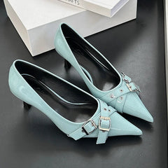 Lbsfy Belt Buckle Design High Heels Women Brand Women Shoes Shallow Classics Elegant Dress Shoes Fashion Pointed Toe Pumps Women