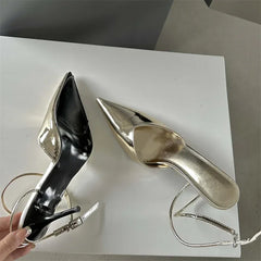LBSFY -Spring Sexy Pointed Toe Ankle Buckle Strap Woman Pumps Sandals Elegant Thin Low Heels Slingbacks Female Mules Shoes