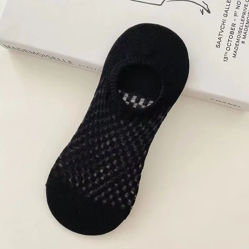 Lbsfy Women's Socks Spring Summer New Solid Color Fashion Sweat-absorbing Antibacterial Anti slip Breathable Perforated Sock Wholesale