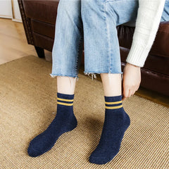 Lbsfy Women Stripes Socks For Girls Gift Autumn Winter Spring Cotton Ladies Middle Tube Short Crew Striped Socks Harajuku Streetwear