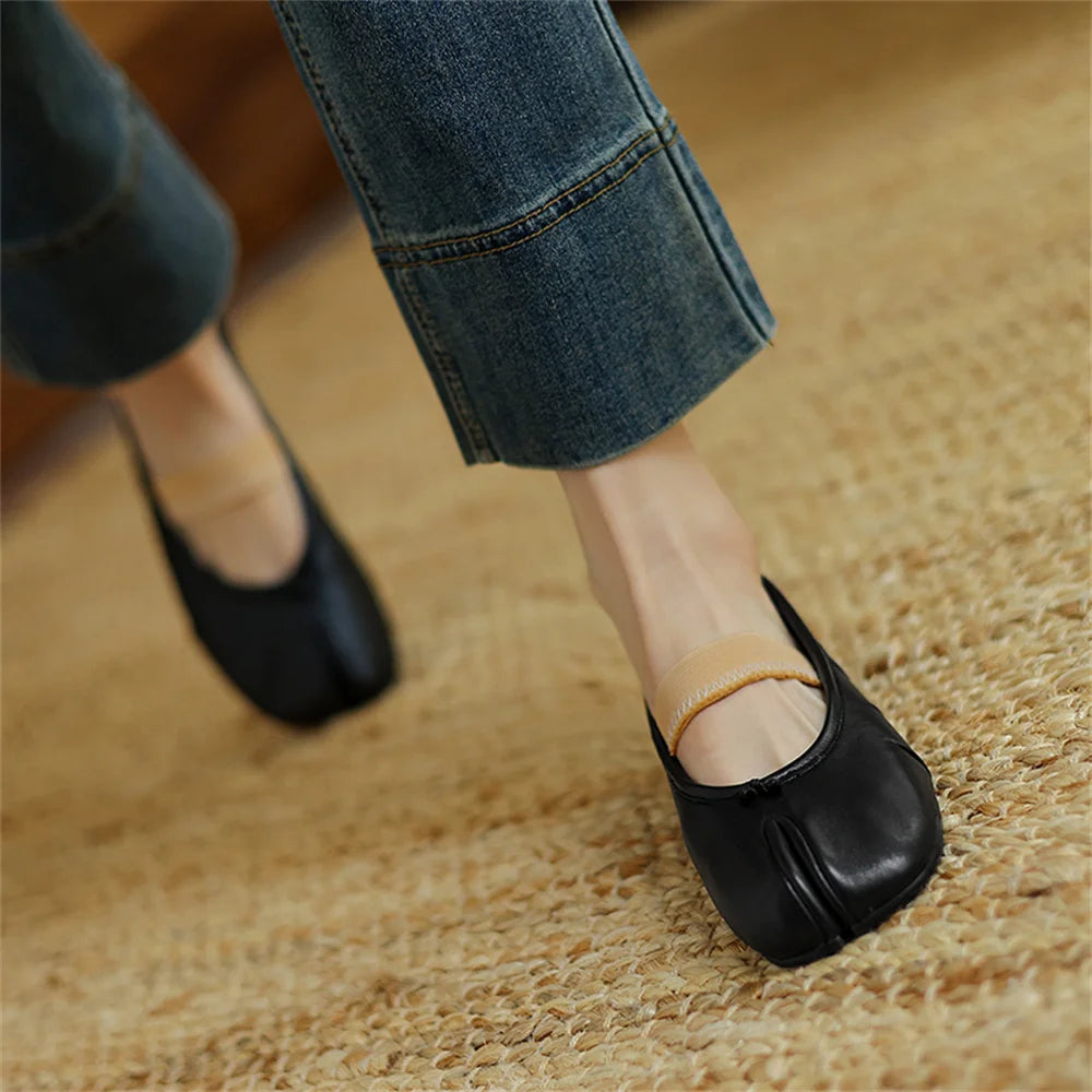 LBSFY  -  Women Ballet Flats Genuine Leather Shoes Soft Real Leather 2025 Ins Mary Jane Casual Flats Heels Wedding Dress Shoes