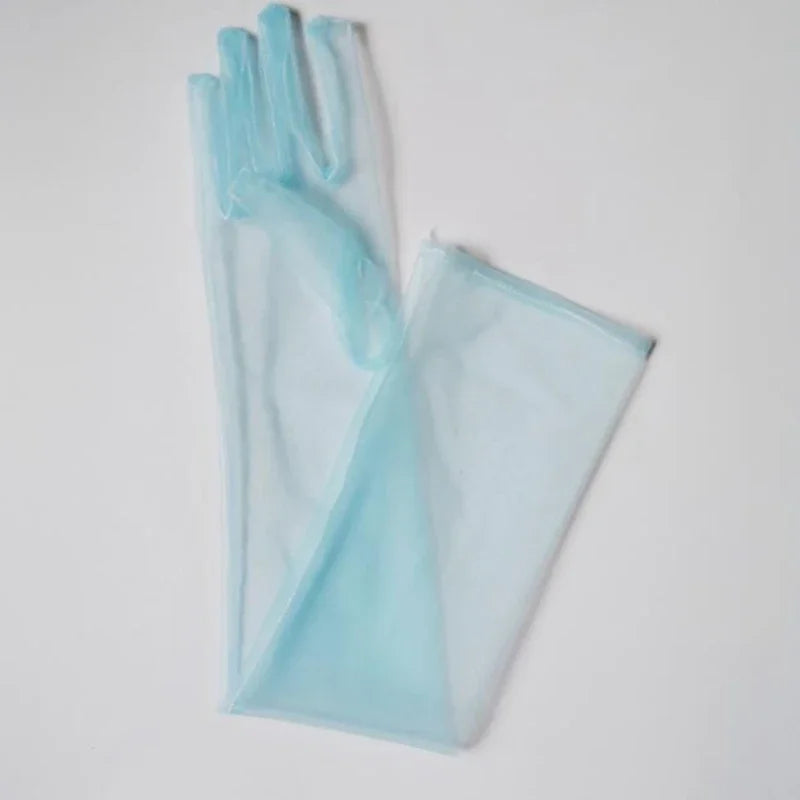 Lbsfy New Gloves for Women Dress 55cm Sheer Mesh Gloves Sexy Thin Elbow Long Gloves Wedding Accessory Anti-UV Cycling Driving Mittens