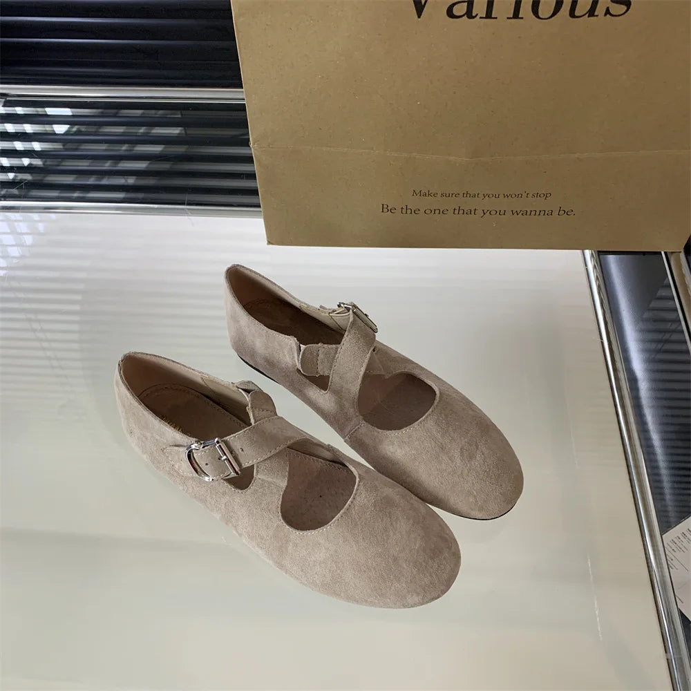 LBSFY  -   Red Ballet Flats Women Round Toe Elegant Shoes Mary Janes Slips Ballerinas Zapatos Mujer