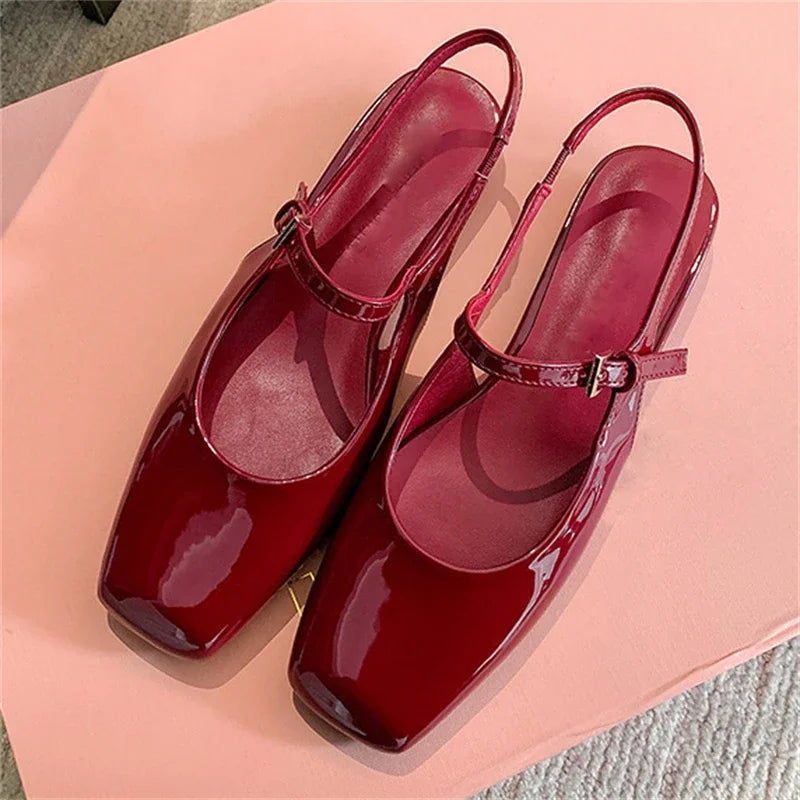 LBSFY -Fashion Square Toe Women Pumps Sandals Fashion Buckle Strap Casual Party Low Heels Female Shoes