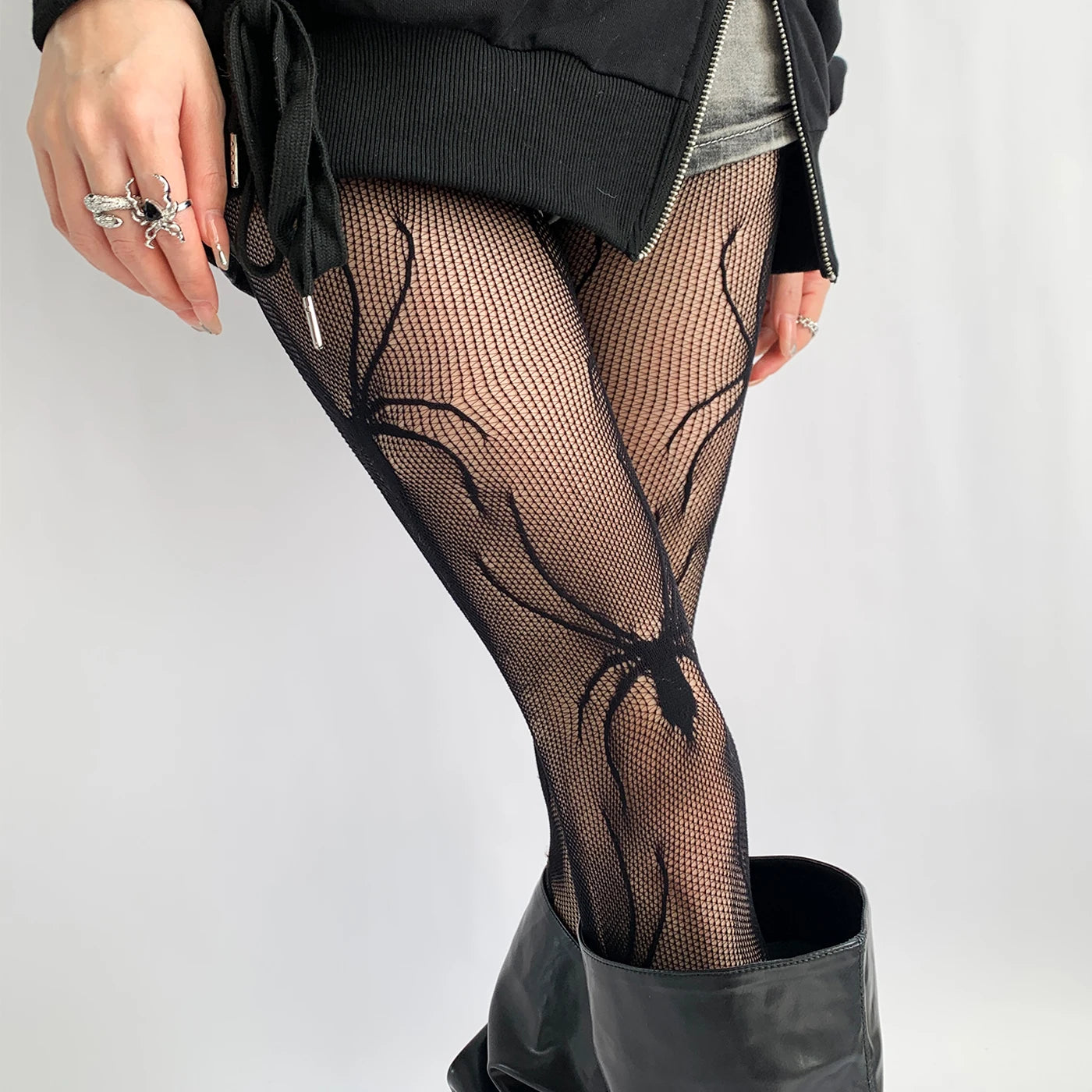 Lbsfy Women Sexy Lace Fishing Net Stockings Spider Cosplay Black Bottoms Women Punk Pantyhose Tights Night Club Party Accessories