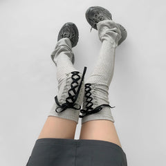 Lbsfy Y2K Women Lace-up Knee-high Socks Back Strap Leg Socks Sports Long Calf Socks Harajuku  Leg Covers Punk Clothing Accessories
