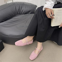 LBSFY  -  2025 new Mary Jane women's shoes suede leather non-slip ballet flat shoes square toe comfortable female shoes