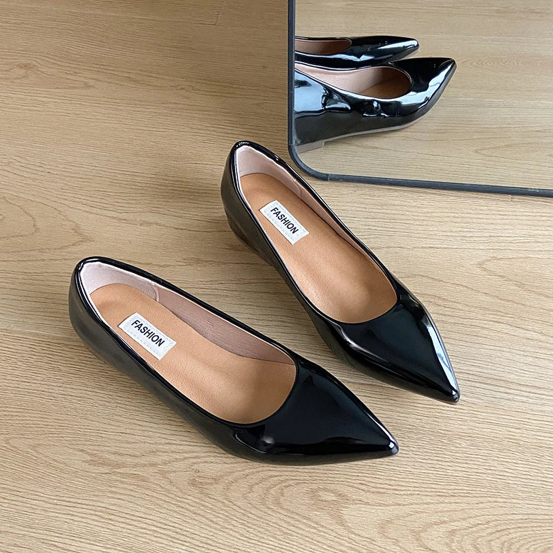 LBSFY  Spring Autumn Pointed Toe Women Mary Jane Shoes Comfort Internal elevation Shoes Ladies Casual Slip On Footwear