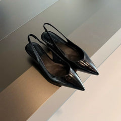 LBSFY -New Style Women's Fashion Patent Leather Pointed Toe Women Pumps Elegant Low Heels Sandals Casual Dress Street Style Shoes