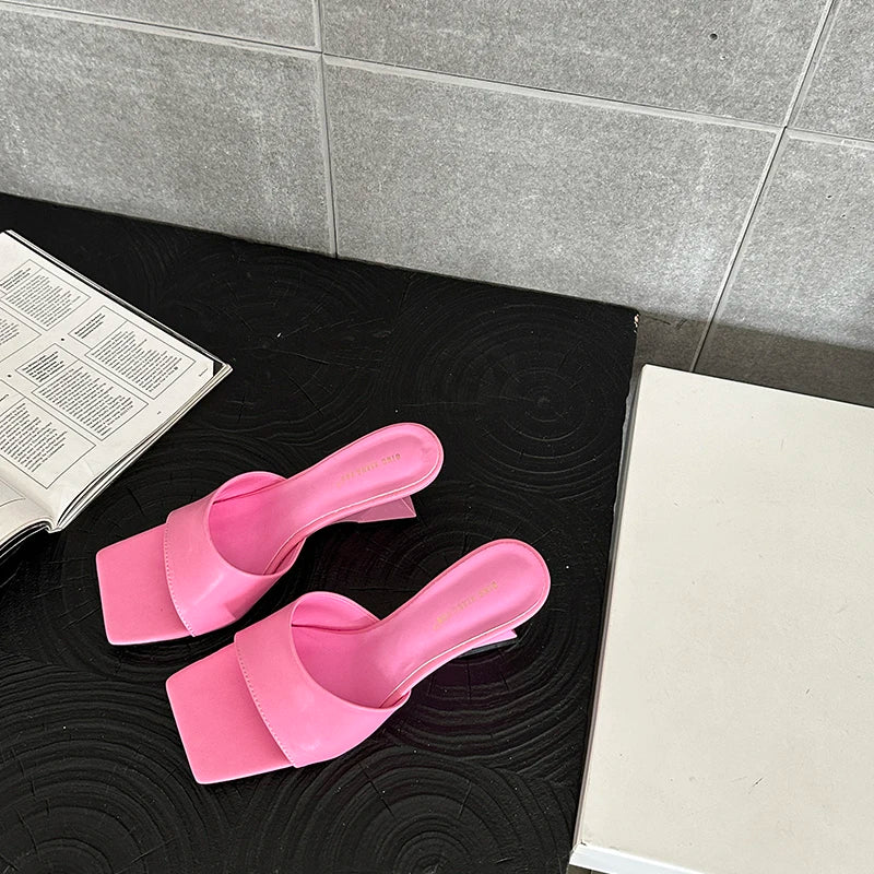 LBSFY -Brand New Women Slipper Summer Outdoor Sandals Square High Heel Slip On Flip Flop Mujer