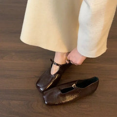 New Style Fashion Women's Winter Brand Women Flats Fashion Round Toe Shallow Mary Jane Shoes Soft Casual Ballet Slingback Shoes