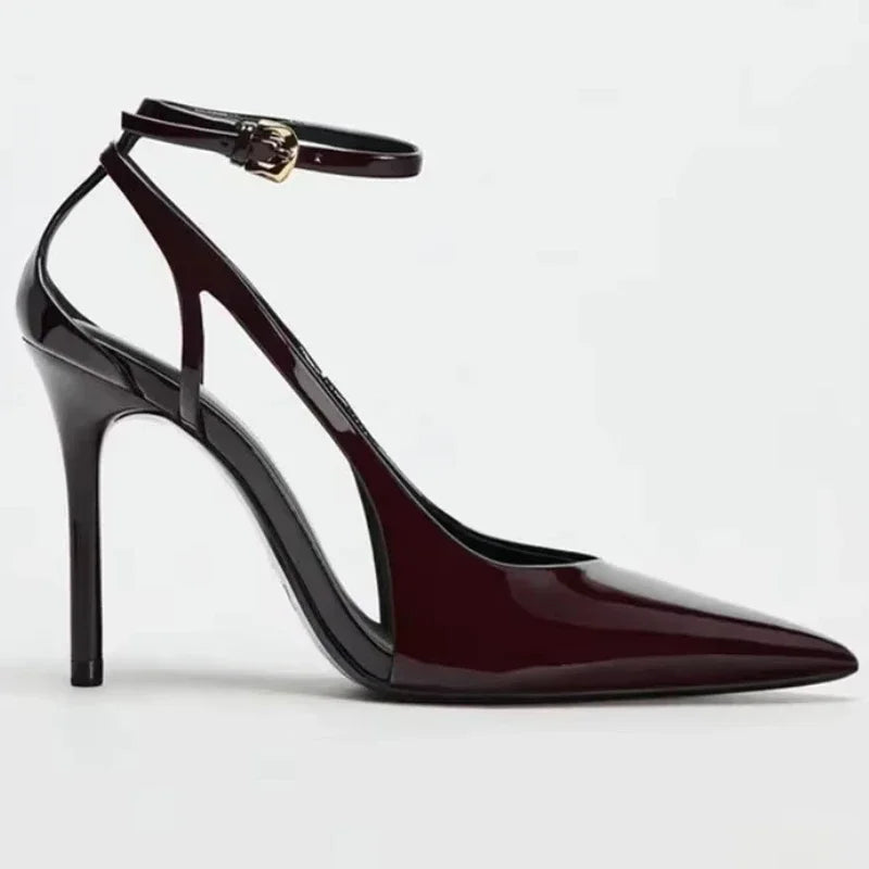 Lbsfy Thin High Heels Women Ankle Strap Patent Leather Red Dress Shoes Elegant Brand Mules Pumps Sandals Female Zapatos De Mujer