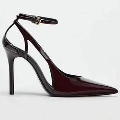 Lbsfy Thin High Heels Women Ankle Strap Patent Leather Red Dress Shoes Elegant Brand Mules Pumps Sandals Female Zapatos De Mujer
