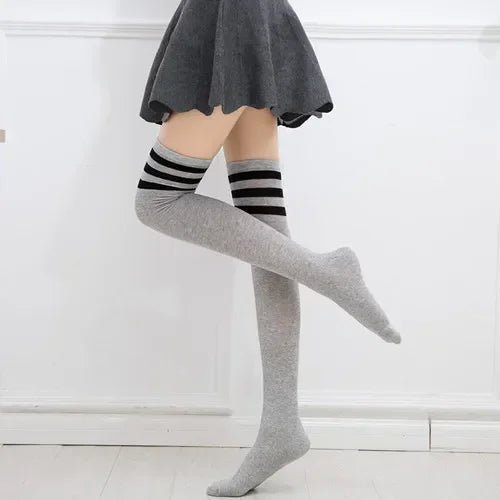 Lbsfy Black White Striped Long Socks Women Thigh High Socks Over The Knee Stockings Japanese Lolita Ladies Girls Knee High Socks