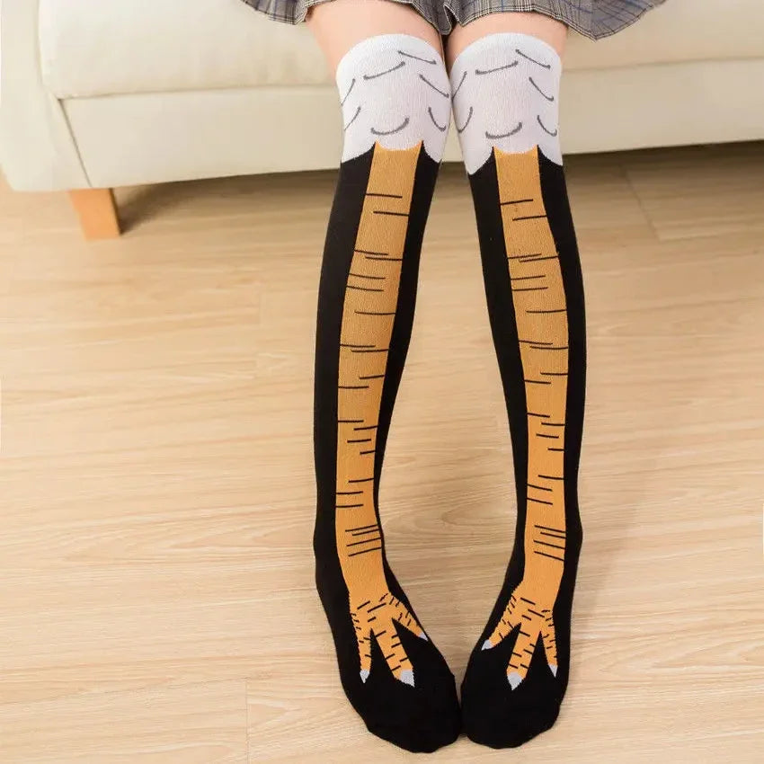 Lbsfy Funny Chicken Paw Stocking Over-knee Pressure Thin Leg Long Stockings Women Spring Autumn Winter Middle High School Girls Socks