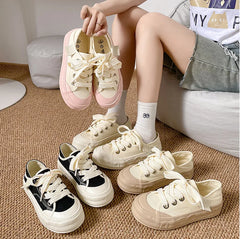 LBSFY  -  Canvas Shoes Women Platform Sneakers Ins Fashion Designer Female Vulcanize Shoes Round Toe Flat Shoe Low-top Casual Ladies Shoes