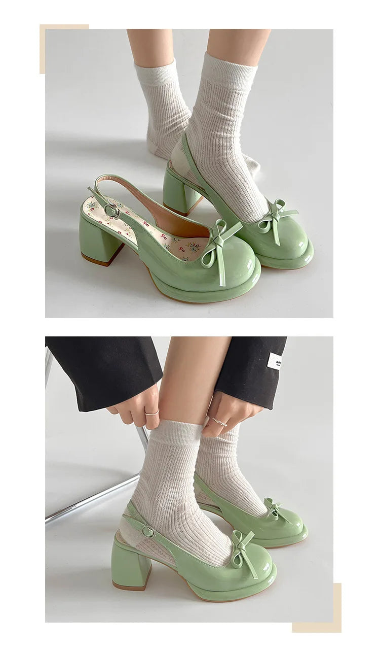 LBSFY -Women's High-heel Sandals Fashion Thick Heel Butterfly-knot Women Sandals 2025 Summer Ladies Outdoor Gladiator Sandalias
