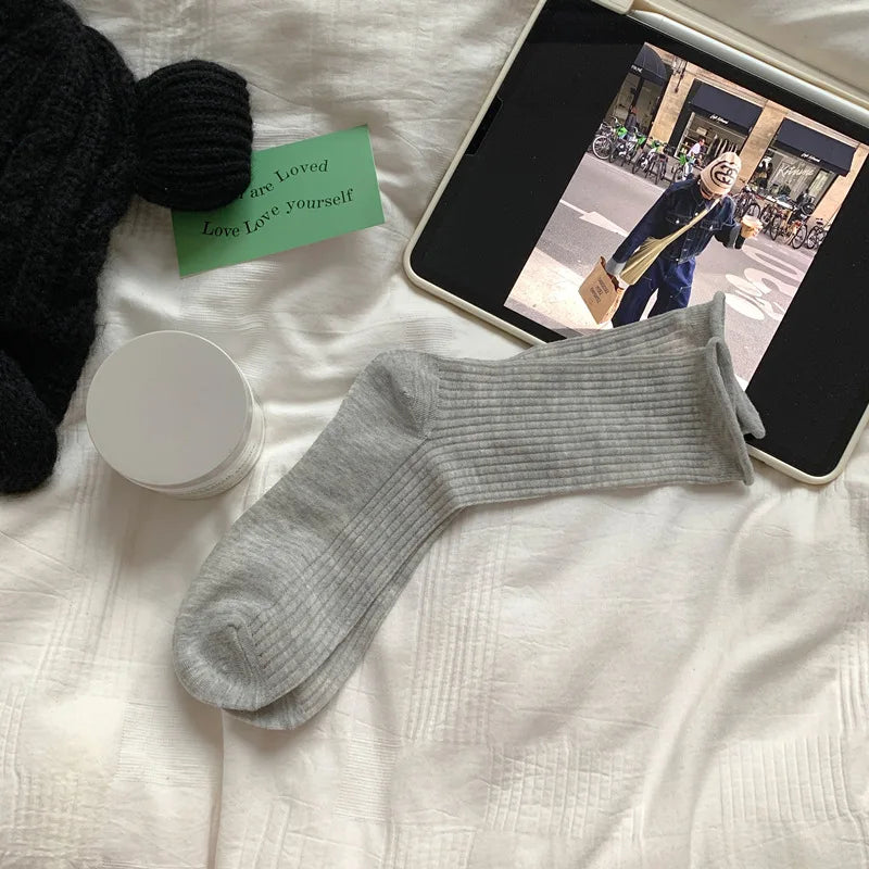 Lbsfy Loose Pink Socks Women Cotton Ultrathin Breathable Candy Color Simple High Sports Socks Casual Elastic Breathable Slouch Socks