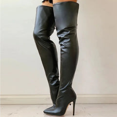 LBSFY -New Women's Boots High Heel 11cm Over Knee Boots Large Size 34-43 Back Zipper Fashion Personality Boots