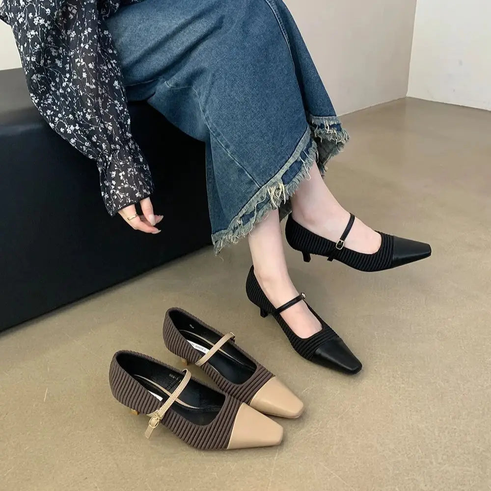 LBSFY  -  Black/Brown Women Pumps Round Toe Shallow Slip On Thin High Heels Spring Autumn Office Dress Shoes Woman Sexy Pumps Size 35-39