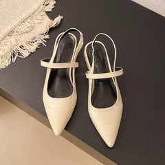 LBSFY -Luxury Summer Pointed Toe Women Sandals Fashion Singbacks Mules Shoes Ladies Elegant Low Heel Stripper Party Sandalias
