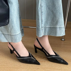 Lbsfy Pointed Toe Mules Pump Women Zip Design Slingbacks High Heels Female Footwear Fashion Summer Elegant Brand Shoes Women