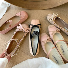 LBSFY  -    Women Flat Shoes Fashion Square Toe Shallow Slip On Ladies Ballerinas Flat Heel Casual Ballet Shoes Mujer